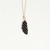 Paige Long Drop Pattern Necklace - Black & Gold