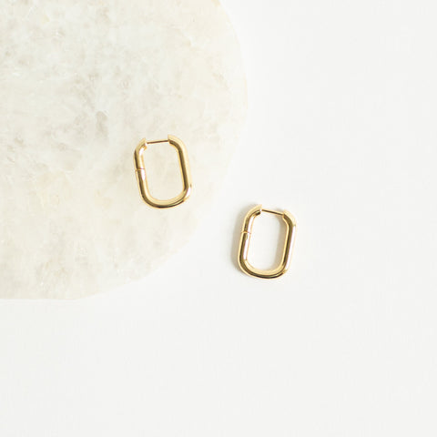 Oval Huggie Earring - Gold