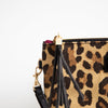 {Leopard Print - Black Faux Leather} Corner Detail Wristlet